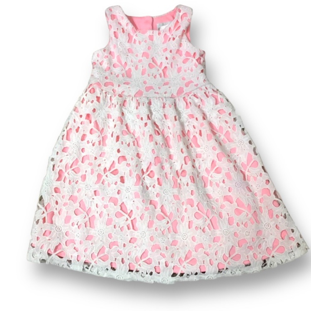 White lace with pink underlay